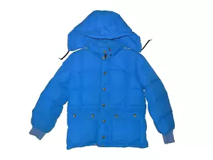 Vtg 90s EDDIE BAUER Blue Warm DOWN WINTER JACKET Hike Ski Coat Kid Sz YOUTH L - Picture 1 of 8
