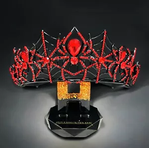 Spider woman crown, Halloween crown, Cosplay black crown, Red crystal crown - Picture 1 of 9