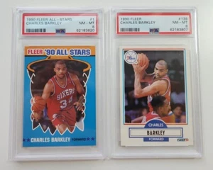 Lot of 2 x 1990 Fleer NBA Charles Barkley #139 + All-Stars #1 PSA 8 NM-MINT - Picture 1 of 2