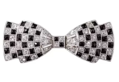 2.40ct Natural Round Diamond 14K White Gold Black Onyx Anniversary Brooch Pin - Image 1 of 4