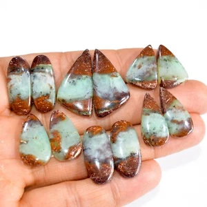 6Pairs 150Ct Natural Chrysoprase Cabochon Gemstone pair Lot 29x13 20x10mm #15198 - Picture 1 of 6