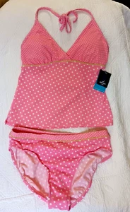 Jantzen Womens Bathing Suit Pink/White Polka Dot Retro New with Tags Read - Picture 1 of 12