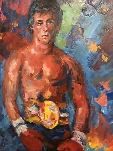 Rocky Balboa 30x20inch oil painting.Not a print, framing avail.Ali Frasier Tyson - Picture 1 of 4