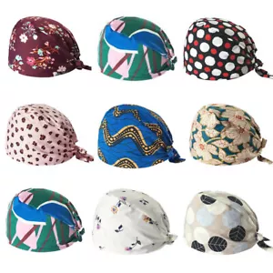Men Women Doctor Nurses Printing Scrub Cap Work Hat Medical Surgical Surgery Hat - Picture 1 of 18