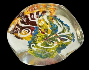 FELLERMAN STUDIOS RARE INTERNALLY DECORATED FACE PAPERWEIGHT 1990 SHEFFIELD MA - Picture 1 of 12