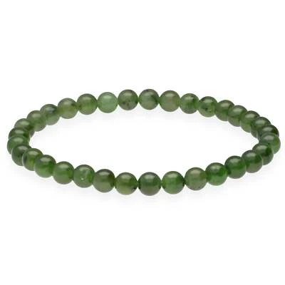 LEBENSQUELLE PLUS Jade (Nephrit) Kugelarmband |6 mm Perlen |Dehnbar |Edelstein Schmuck |Naturstein