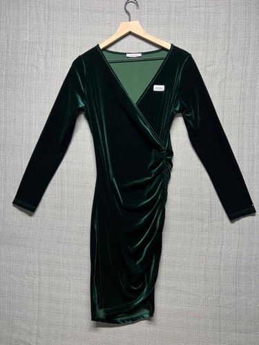 VETEMENTS Guberry abito donna verde valvet bodycon manica lunga taglia M