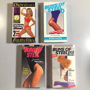 BUNS OF STEEL Tamilee Webb & HIT The Spot Denise Austin VHS LOT OF 4 RARE 90’s