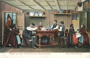 Germany Bilder aus dem Volksleben des Schwarzwalds Nach Feierabend 1906 Postcard - Picture 1 of 2