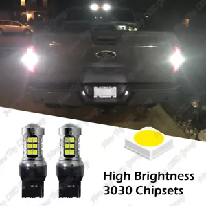 7443 White LED Reverse Backup Light Bulbs For 2018 2019 2020 2021 Ford F150 F250 - Foto 1 di 12