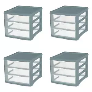 3 Drawer Unit Plastic Set of 4 Desktop Organizer for Office Makeup Organizer US - Picture 1 of 6