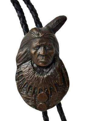 1996 Oreland Joe Sr Navajo Bronze “Standing Bear” Bolo Tie ~ Artist Signed - Image 1 of 4
