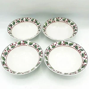 Set of 4 Winter Wonderland Holly Bowls Oneida Casual Settings - Picture 1 of 5