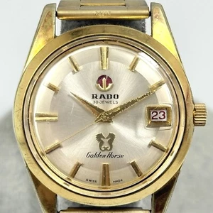 RADO GOLDEN HORSE AUTOMATIC MEN'S DATE SAPPHIRE GOLD VINTAGE WATCH SWISS F878 - Picture 1 of 10
