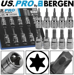 US PRO TORX BIT Socket Set 3/8" Torx Star Keys TRX TX T Torks Sockets T10 - T55 - Picture 1 of 8