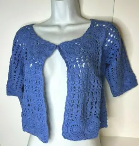 NWT Attitudes by Renee Women's Crochet Open Cardigan Shrug Lavender XXS - Picture 1 of 4