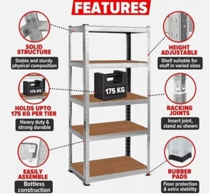 Garage Shelving Shed Storage Metal Racking Shelf Shelves Boltless Strong 175kg - Picture 1 of 9
