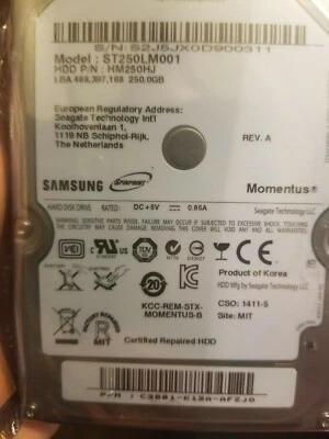 Samsung ST250LM001 250GB 2.5" HD HM250HJ Rev. A 1411-5 MIT C3801-K12A-AFZJ0 - Image 1 of 2