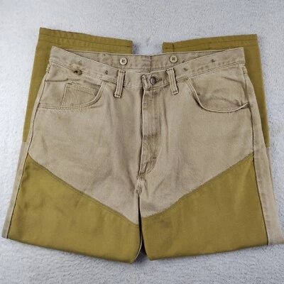 Pantalones de mezclilla Wrangler de colección con cepillo de doble rodilla para hombre 36x27 bloques de colores hechos en EE. UU. Foto 1 de 4