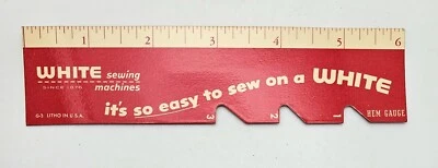 White Sewing Machines Hem Gauge, Ruler, Needle & Thread Chart 6" - Image 1 of 3