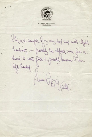 RUDY VALLEE - AUTOGRAPH NOTE SIGNED Cover