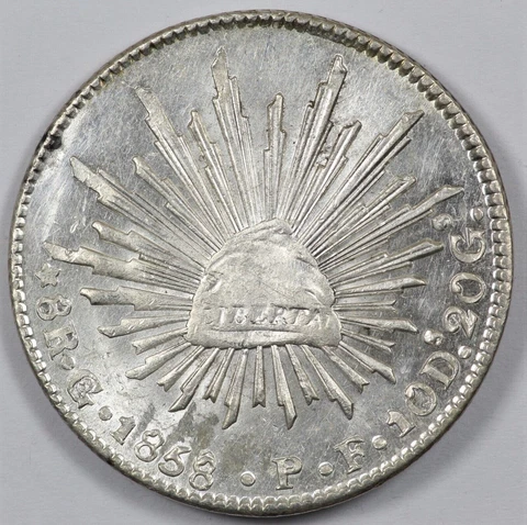 1858-Go PF Mexico 8 Reales Silver Guanajuato Coin Cover