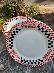 VTG 2 Coca Cola Gibson Dinner Plate Red & Black Checkers 10.5" 1997 - Picture 1 of 5