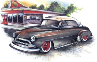 Classic Car T Shirt  (MEDIUM) 50's Chevy Low-Rider (Brent Gill Design # POS-170) - Image 1 of 2