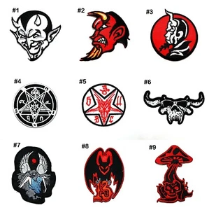 Satan Evil Demon Skull patch Rocker Hardcore Artwork Emblem for Iron on Clothes - Picture 1 of 35