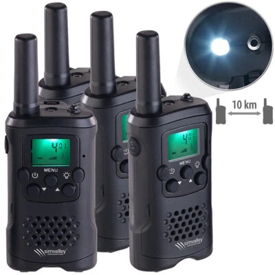 simvalley 4er-Set PMR-Funkgeräte mit VOX, Taschenlampe, 8 Kanälen, 446 MHz, 10km - Bild 1 von 4