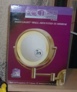Eclipse Halo Light Wall Mount 5X Mirror - Silver tone - New in Box - Picture 1 of 3