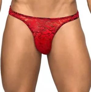 MALE POWER UNDERWEAR LACE BONG THONG RED - Picture 1 of 7