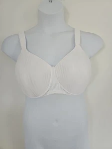 Playtex Perfectly Smooth Wireless T-shirt Bra White Stripe size 44C Wide Straps - Picture 1 of 9