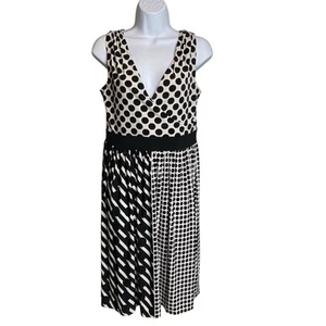 Boston Proper Womens Black White Mixed Media Sleeveless Wrap Dress Size 10 Party - Picture 1 of 11