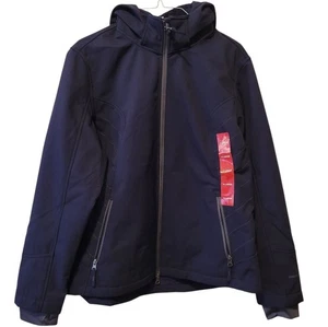 Chaqueta con Capucha Free Country Azul Oscuro Cremallera Piel Sintética Concha Para Mujer Talla XLarge - Imagen 1 de 6