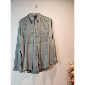 vintage Cambridge Classics Cotton Grey Denim Button Shirt Men L 90s destressed - Picture 1 of 10