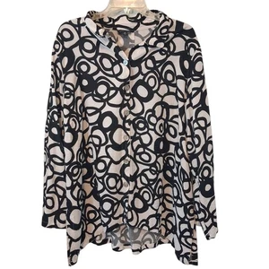 Top John Mark Mujer XL Negro Blanco Botón Geométrico Frontal - Imagen 1 de 9