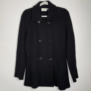 Neiman Marcus Giacca Cappotto Doppiopetto Nero Maglia Cashmere Donna Taglia L - Foto 1 di 8