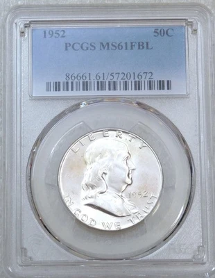 1952 P Franklin Half Dollar PCGS MS61FBL Frosty Just Graded New Holder #D129B - Image 1 of 4