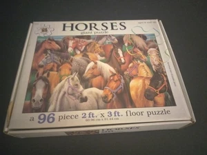 HORSES 96 Piece Floor Puzzle 2’ X 3’ Ages 6+ Breeds Giant Instructional good - Picture 1 of 6