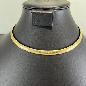 Goldfarbene Omega Halskette Halsband Kette Choker Faltschließe unmarkiert 5" - Bild 1 von 6