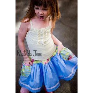 Matilda Jane posie Skirt 10 Homegrown blue vintage floral Made in USA exclusive - Picture 1 of 6