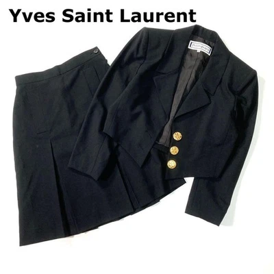 Juego Recortado Yves Saint Laurent con Botones Dorados, Talla M, Negro, 100% Lana U7388 Foto 1 de 4