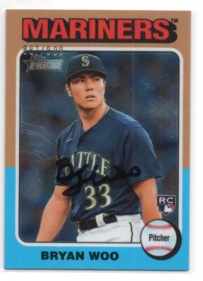 2024 Topps Heritage Bryan Woo RC #245 CHROME /999 Mariners - Image 1 of 2