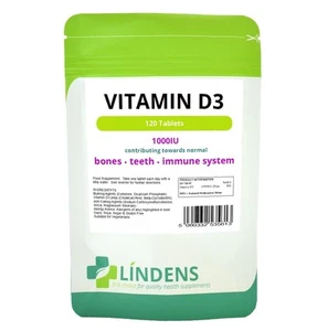 Lindens Vitamin D3 1000iu 120 Tablets D 3 D-3 High Quality Supplement - Picture 1 of 1