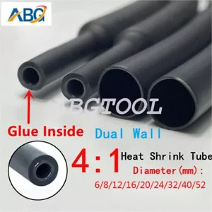 4:1 Shrink heat shrink tube Double wall tube with glue heat shrink tube black AU - Picture 1 of 22