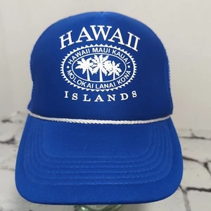 Hawaii Islands Blue Trucker Snapback Vintage Hat Adjustable Ball Cap - Picture 1 of 7