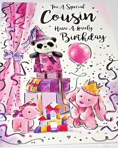 Tarjeta de cumpleaños de primo. Tema de regalos. Tarjetas Kingfisher. (KF2) - Imagen 1 de 4