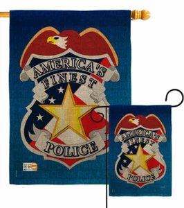 Police Burlap Garden Flag First Responders Small Gift Yard House Banner - Picture 1 of 19