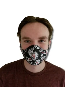 100% cotton face mask lined with filter mesh lining.Black Jason Friday the 13th - Picture 1 of 3
